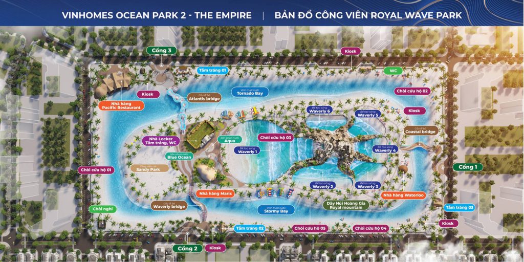 Bản đồ công viên Royal Wave Park Vinhomes Ocean Park 2